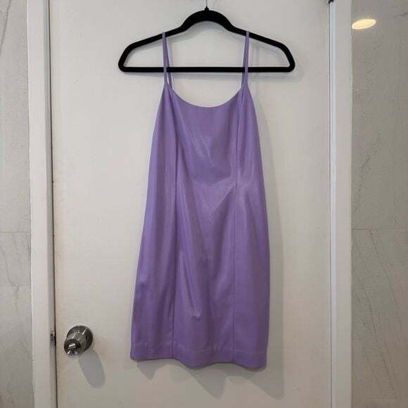 Alice + Olivia Lavender Purple Vegan Leather Mini Dress - Picture 3 of 8